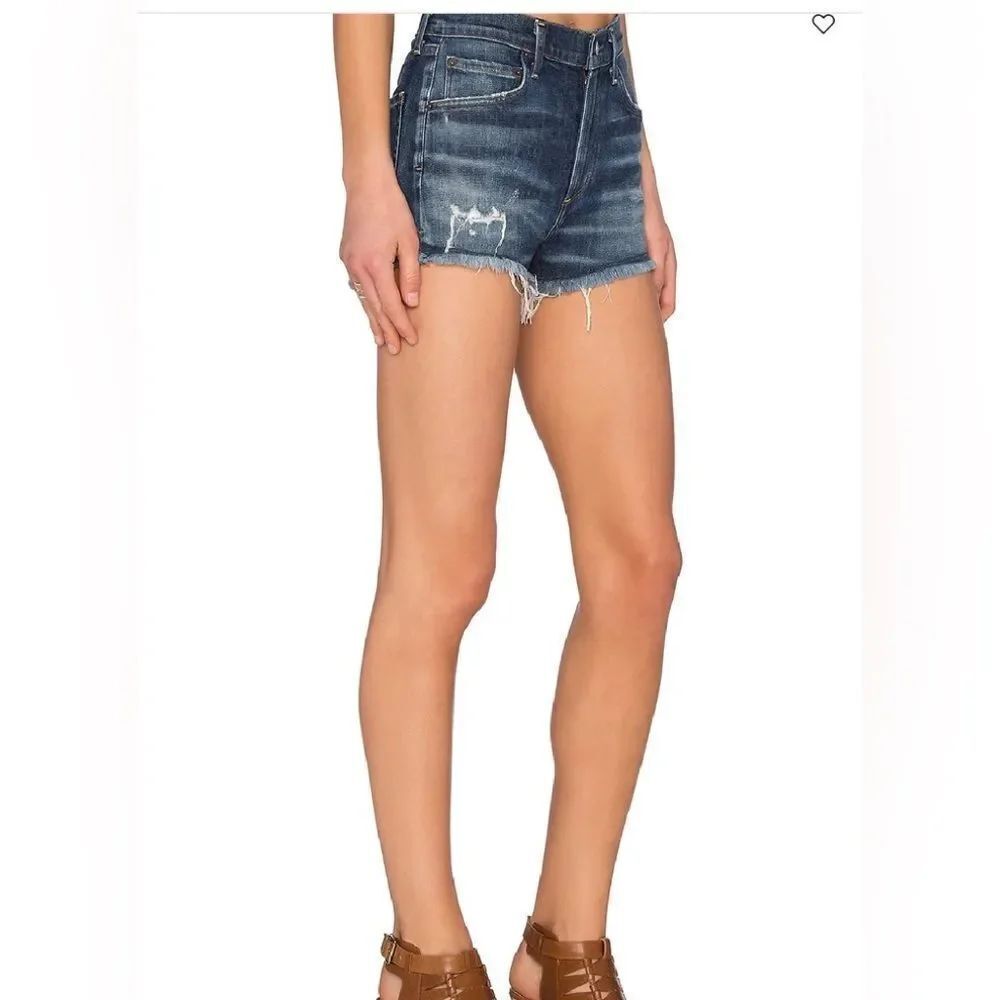 Agolde Jaden High Rise Cut Off Jean Shorts Starwood Distressed Blue Size 26